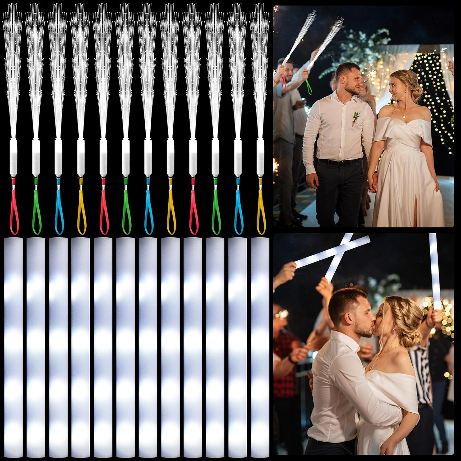 Flashing Led Foam Sticks Party - แท่งโฟมไฟเบอร์ออปติกสีขาว20ชิ้นแท่งเรืองแสงจำนวนมากพร้อมโหมดกระพริบ3โหมดในที่มืดอุปกรณ์สำหรับปาร์ตี้