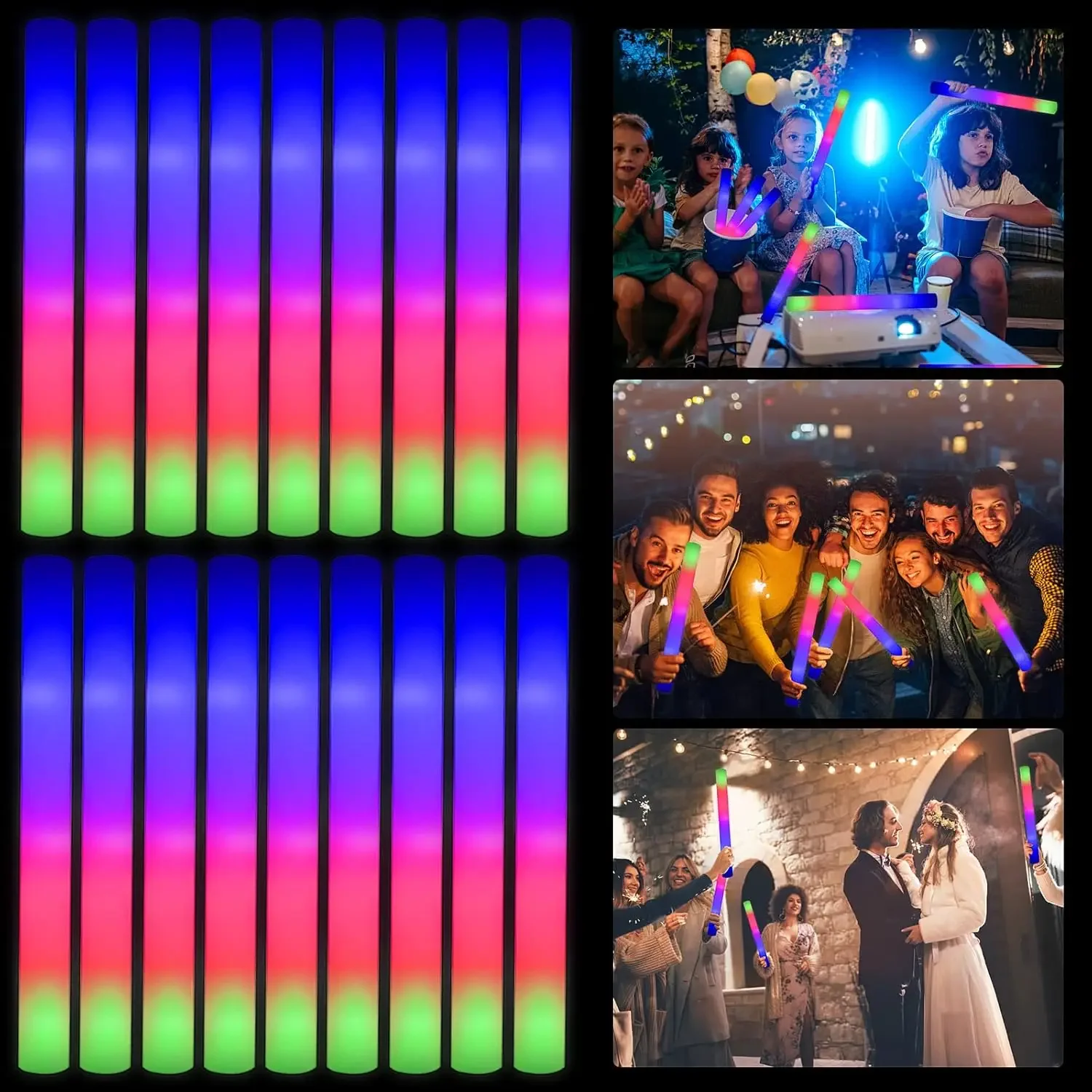 Flashing Led Foam Sticks Party - แท่งไฟ LED โฟม 2Z-50PCS สำหรับงานคริสต์มาส งานแต่งงาน