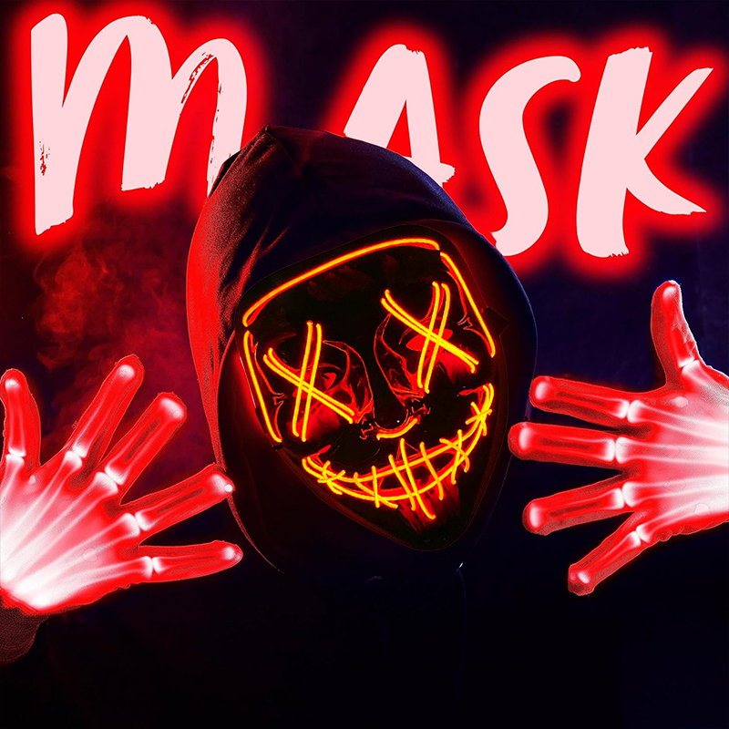 Led Purge Mask Halloween - หน้ากากปาร์ตี้เรืองแสงสีสันสดใสไร้สาย ปี 2026 หน้ากากสยองขวัญเรืองแสงในที่มืดสำหรับฮาโลวีน หน้ากากปาร์ตี้ หน้ากากแฟนซี