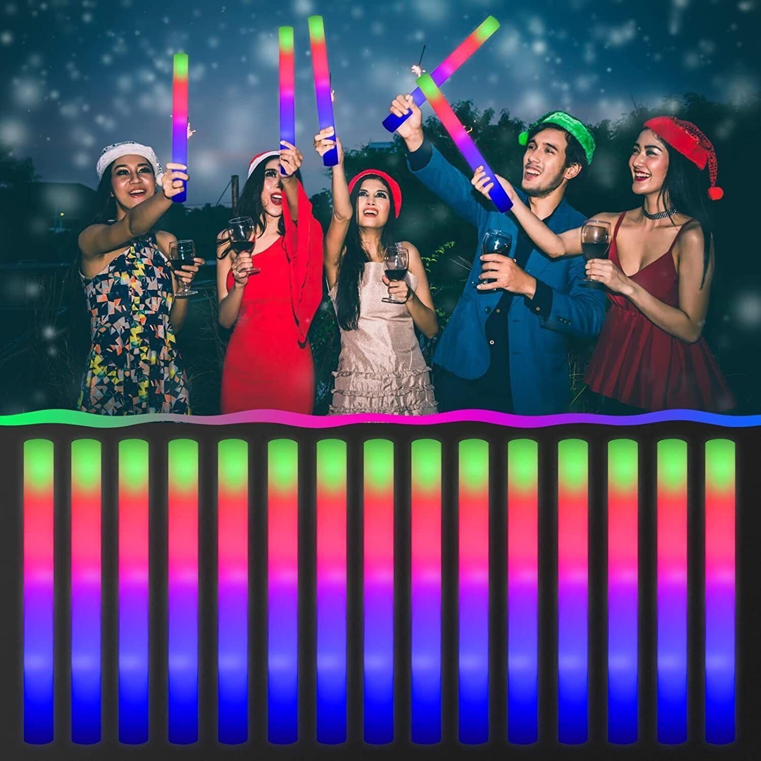 42 ชิ้น แท่งโฟมเรืองแสง RGB หล - Flashing Led Foam Sticks Party บทวิจารณ์และราคา
