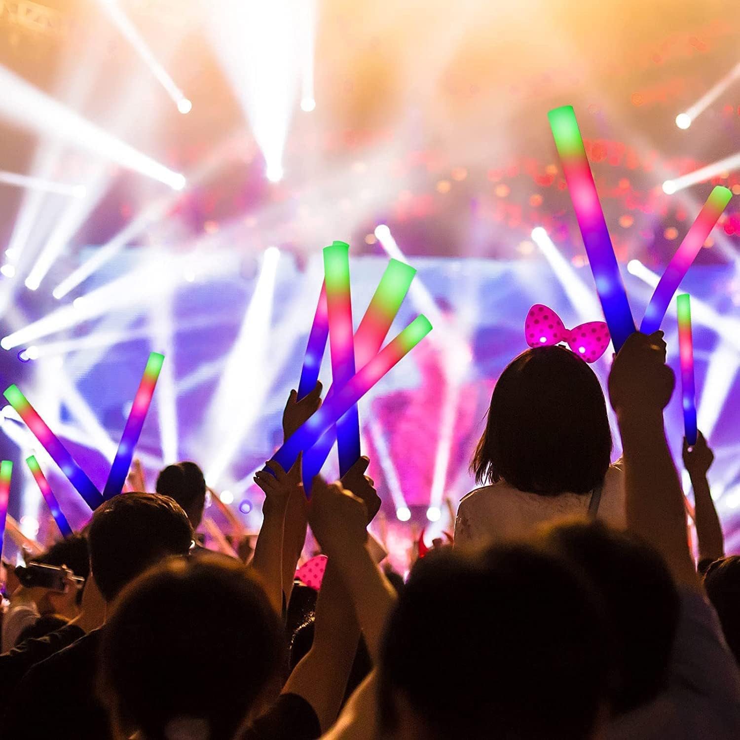 42 ชิ้น แท่งโฟมเรืองแสง RGB หล - Flashing Led Foam Sticks Party บทวิจารณ์และราคา