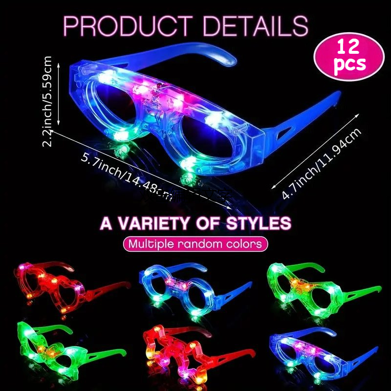 แว่นตา LED 12 ชิ้น แว่นตาเรือง - Glow In The Dark Party Glasses บทวิจารณ์และราคา