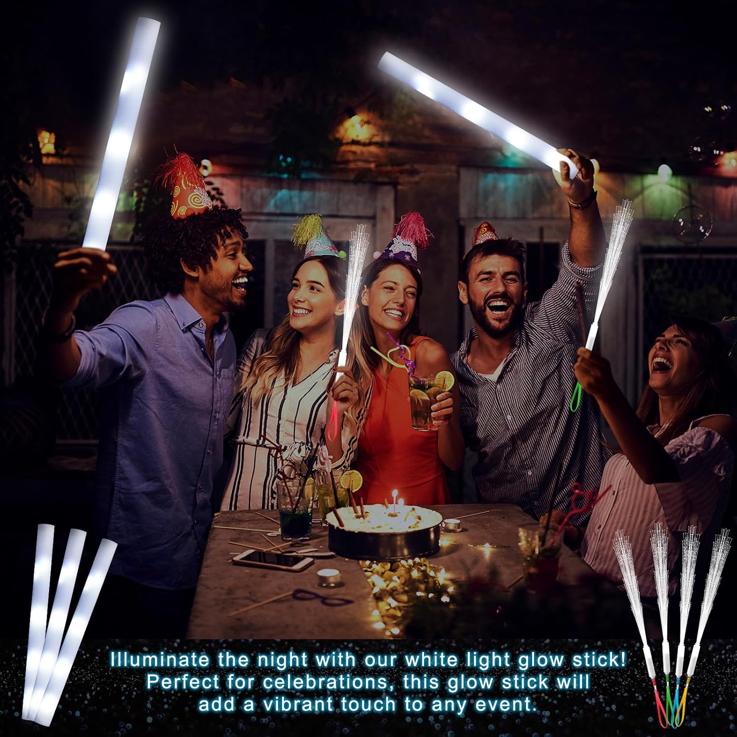 แท่งโฟมไฟเบอร์ออปติกสีขาว20ชิ้ - Flashing Led Foam Sticks Party บทวิจารณ์และราคา