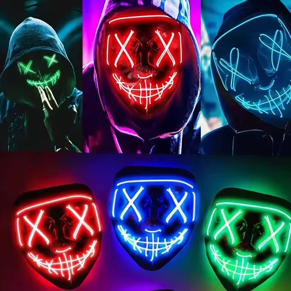 หน้ากาก LED นีออนไร้สาย เรืองแ - Led Purge Mask Halloween บทวิจารณ์และราคา