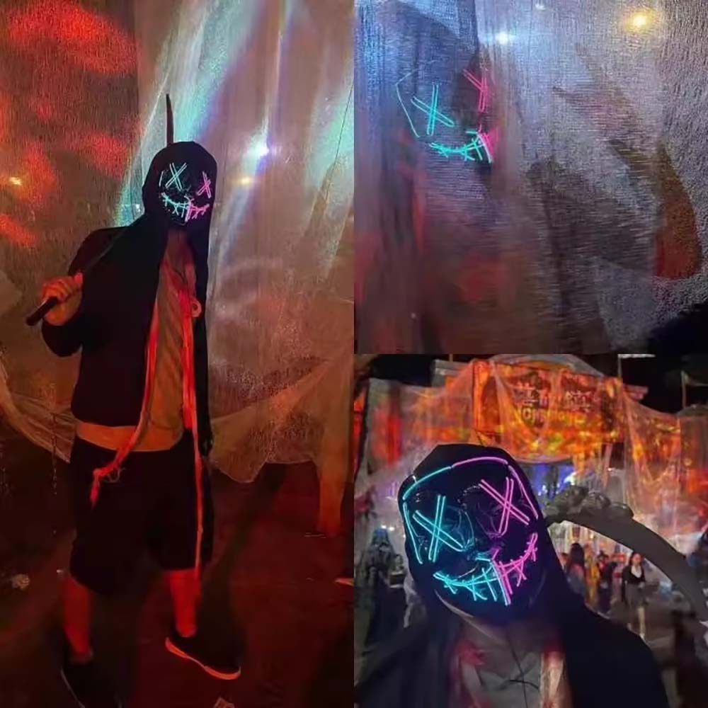 หน้ากาก LED นีออนไร้สาย เรืองแ - Led Purge Mask Halloween บทวิจารณ์และราคา