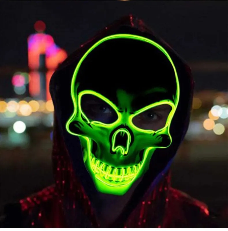 หน้ากากนีออนมีไฟ LED หน้ากากงา - Led Purge Mask Halloween บทวิจารณ์และราคา